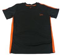 Černo-oranžové sportovní tričko s potiskem