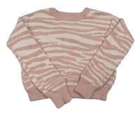 Bílo-růžový vzorovaný crop svetr Primark