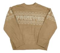Béžový crop svetr se vzorem a nápisem H&M