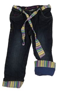 Tmavomodré podšité rifle s páskem Lupilu