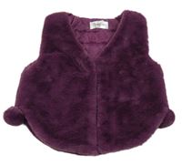 Fialová kožešinová zateplená vesta
