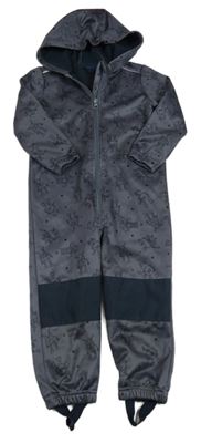 Šedá softshellová kombinéza s roboty a kapucí Lupilu