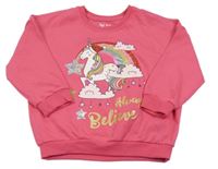 Malinová mikina s jednorožcem Peacocks