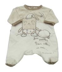 Béžovo-bílý sametový overal s obrázkem