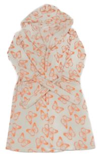 Bílý chlupatý župan s mašličkami a kapucí F&F