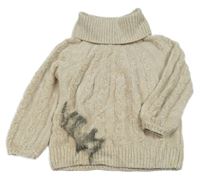 Béžový žinylkový svetr s rolákem C&A