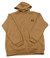 Béžová mikina s potiskem a kapucí 