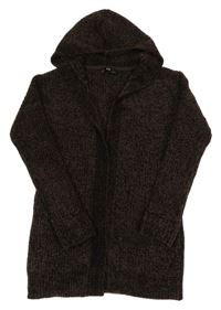 Hnědý žinylkový cardigan s kapucí C&A