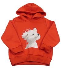 Červená mikina s pejskem a kapucí 