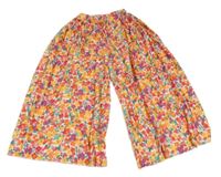 Bílé květinové pallazo kalhoty