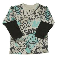 Béžovo-šedo-mintové vzorované triko Next