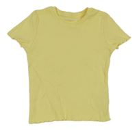 Žluté žebrované crop tričko Primark