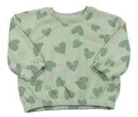 Mintová crop mikina se srdíčky Primark