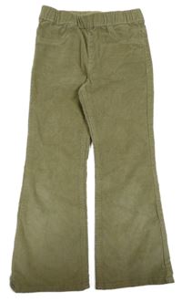 Khaki manšestrové flare kalhoty H&M