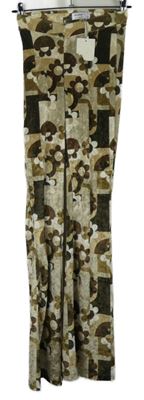 Nové - Dámské béžové sametové žebrované kalhoty s květy Bershka