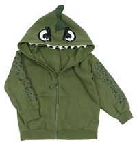 Khaki propínací mikina s kapucí - dino H&M