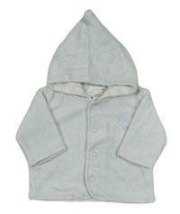Světlemodrá sametová propínací podšitá mikina s kapucí H&M
