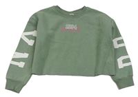 Khaki crop mikina s číslem zn. River Island