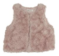 Světlerůžová kožešinová podšitá vesta H&M