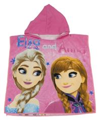 Růžové froté osuškové pončo s Frozen a kapucí Disney 