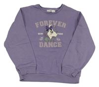 Fialová mikina s jednorožcem a nápisy C&A