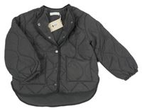 Nové - Šedá šusťáková prošívaná zimní bunda se srdíčky a kapucí Leigh Tucker