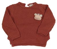 Cihlový svetr s žabkou Zara