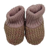 Nové - Růžovo-béžové melírované pletené zateplené capáčky 