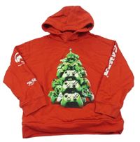 Červená mikina se stromkem a kapucí Next