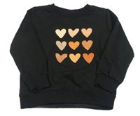 Černá mikina se srdíčky Shein