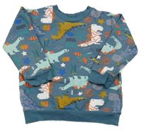 Modrošedá mikina s dinosaury Nutmeg