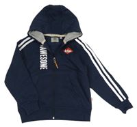 Tmavomodrá propínací mikina s logem a kapucí Lee Cooper