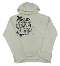 Bílá mikina s grafitti a kapucí Peacocks