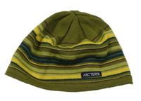 Zeleno-žluto-petrolejová pruhovaná čepice 