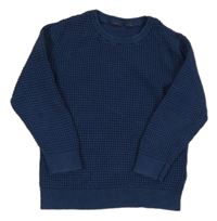 Tmavomodrý žebrovaný svetr Primark