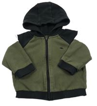 Khaki-černo-bílá propínací mikina s dinem a kapucí Matalan