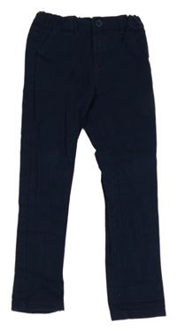 Tmavomodré plátěné kalhoty 