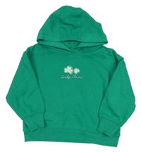 Zelená mikina s trojlístky a kapucí Dunnes
