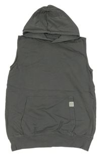 Tmavošedá tepláková vesta s kapucí TCM