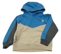 Modro-béžová mikina s potiskem a kapucí Next