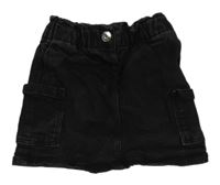 Černošedá riflová paper bag sukně s kapsami Primark