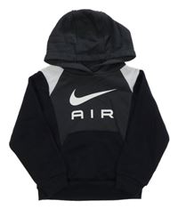 Antracitovo-bílo-černá mikina s kapucí Nike