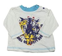 Bílo-tyrkysové triko s tygrem Lupilu