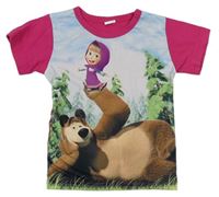 Růžové tričko Máša a medvěd