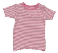 Růžovo-bílé pruhované žebrované tričko zn. M&S
