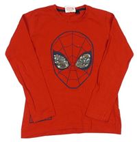 Červené triko se Spidermanem a flitry zn. Marvel