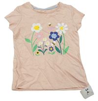 Světlerůžové tričko s kytičkami Mothercare