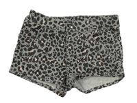 Šedo-růžové vzorované riflové kraťasy H&M
