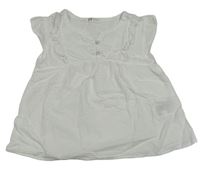 Bílá plátěná tunika s madeirovými volánky H&M
