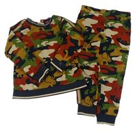 2set - Barevná army mikina s dinosaury + kalhoty Next
